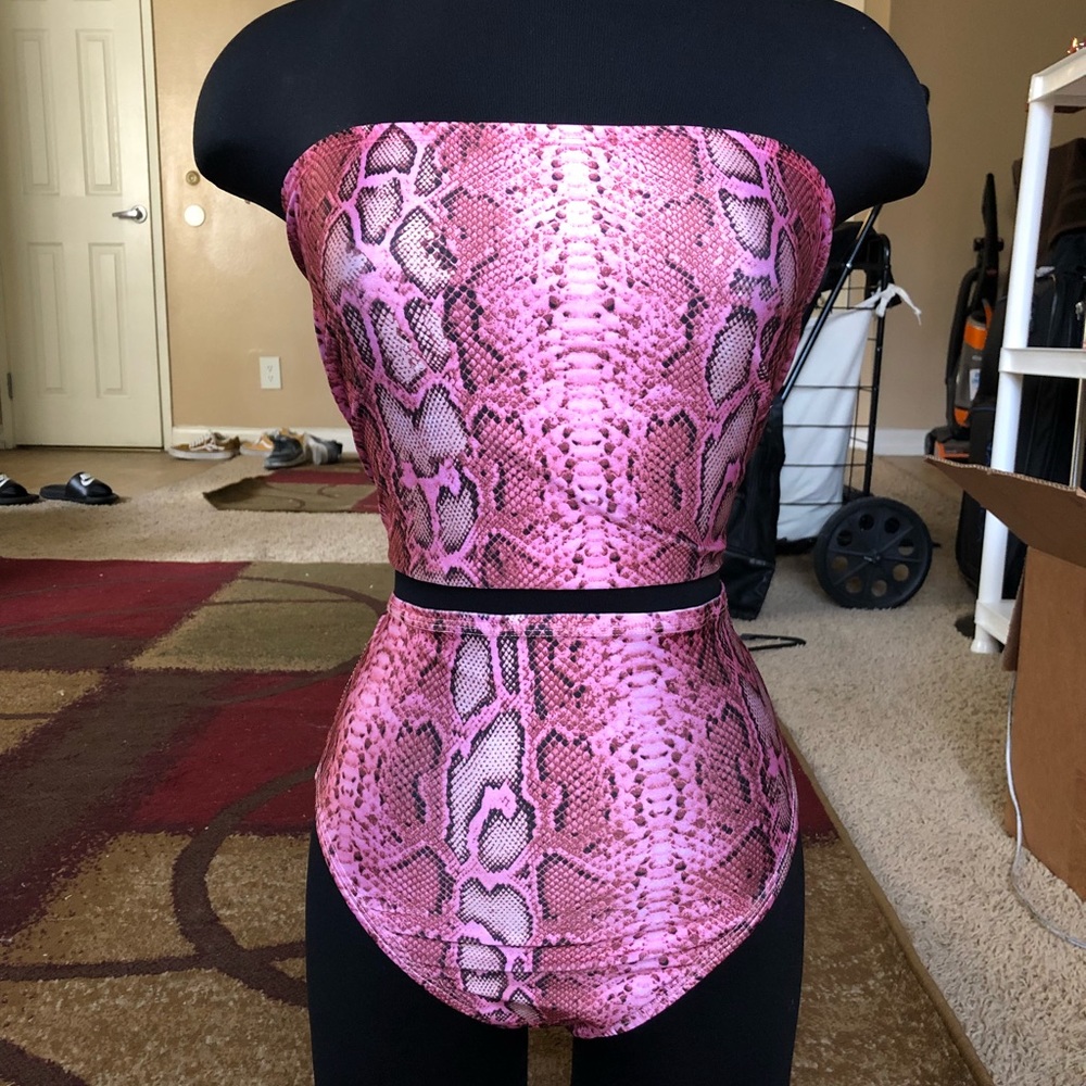 EAT SLEEP RAVE PINK SNAKESKIN SET READ DESCRIPTION